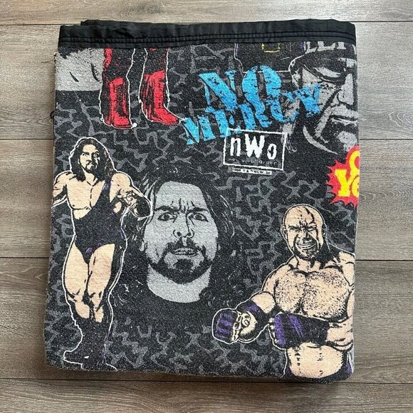 Vintage Wcw Nwo Blanket 85 X 72 Made In USA 90s Polyester - Picture 1 of 6